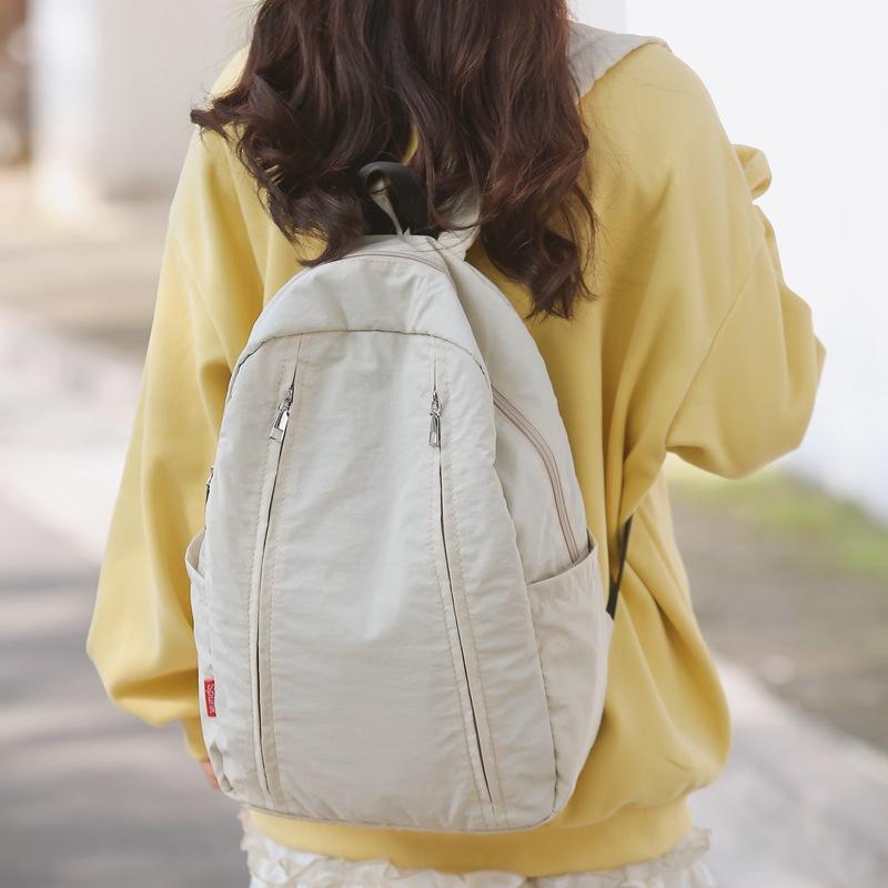 Однотонный маленький стандартный рюкзак с двойной молнией, повседневный стиль, японский и корейский, новый дорожный рюкзак белый