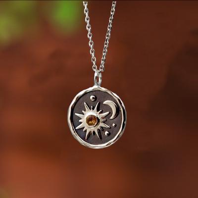 Boho Vintage Pendant Earrings Necklace Set Women Sun Moon Necklace Jewelry Engagement, Commemorative Gifts Trends