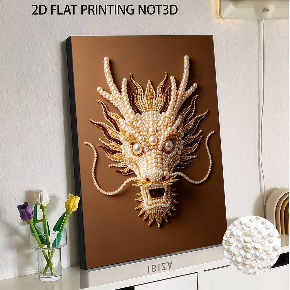 DIY Pearl Diamond Art Painting Kits for Adult and Beginners, Majestic Dragon Sparkling Painting Craft Home Wall Decor Handmade Gift