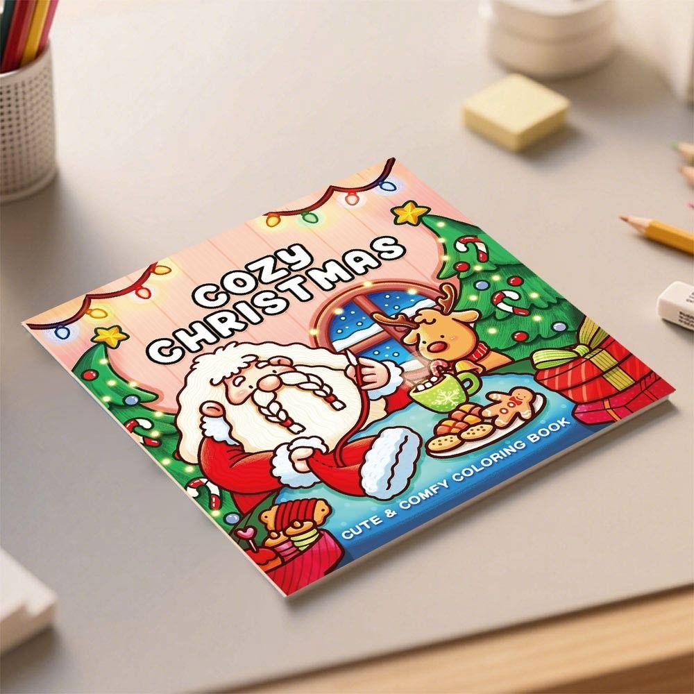 Cozy Christmas Christmas Coloring Book Cartoon Educational Paperback Painting Gift Stress Relief Montessori Drawing Toy