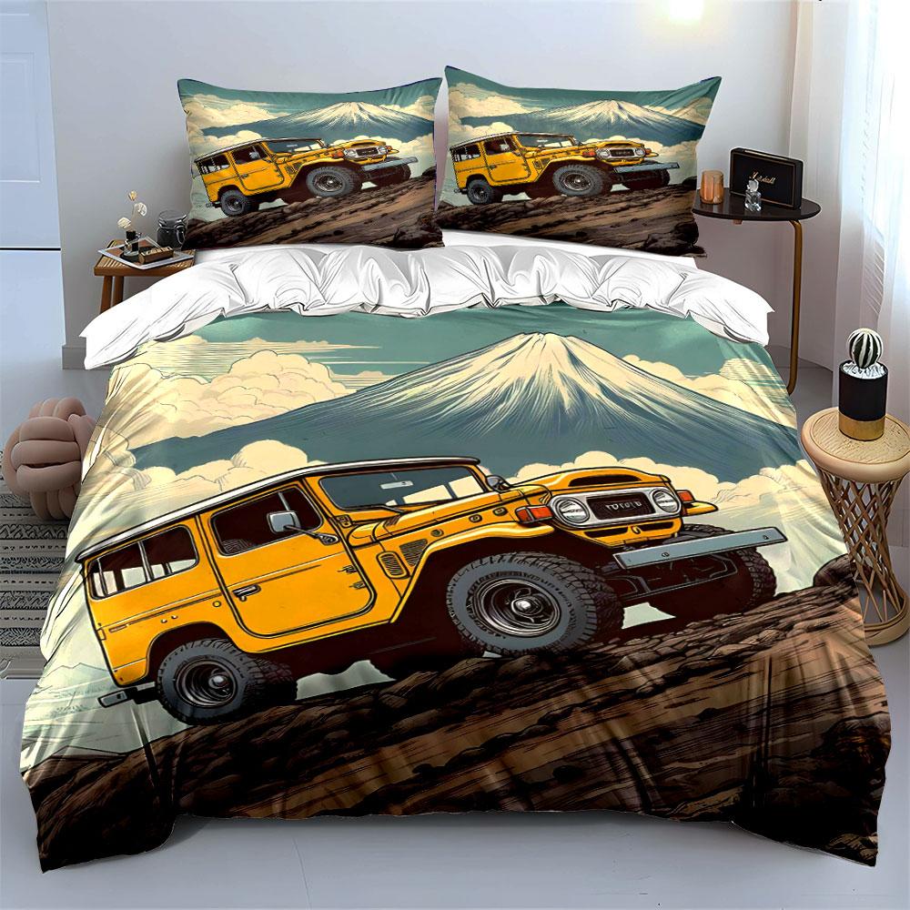 Yellow off-road vehicle design. Bedding sets Duvet cover sets Duvet covers Pillowcases(1 * Duvet Cover 2 * Pillowcases without duvet insert)