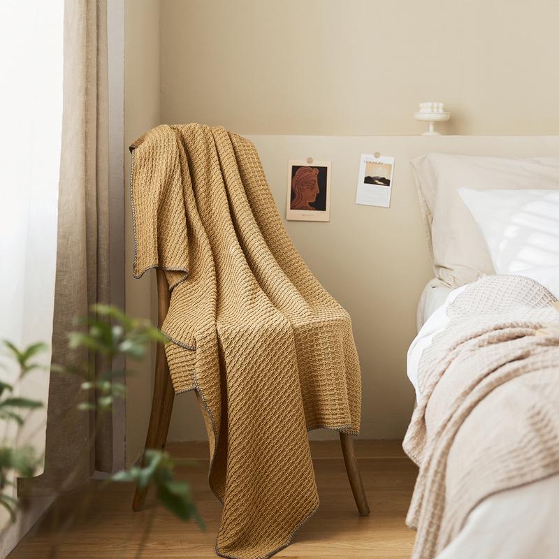 Ruijing Nordic Waffle Knit Throw Blanket for Sofa or Office