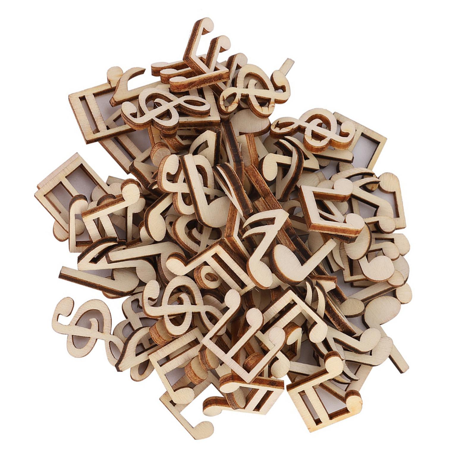 

100 шт. деревянных музыкальных нот, смешанных декоративных, 2 см, зажим для нот, аксессуар для украшения, меньше, чем br больше, чем (деревянный