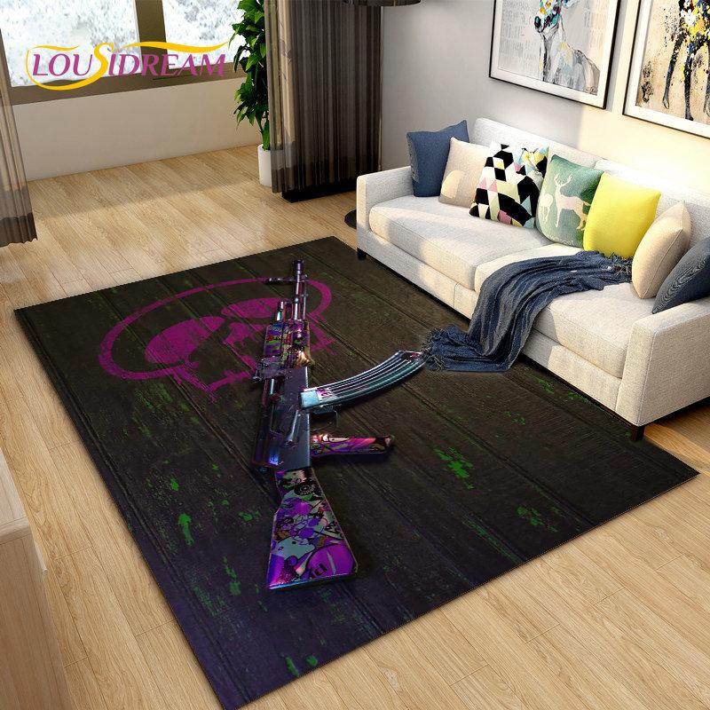 3D Rifle Pistol Revolver Gun Cartoon Area Rug,Carpet Rug for Living Room Bedroom,Kitchen Doormat Bathroom Anti-slip Floor Mat
