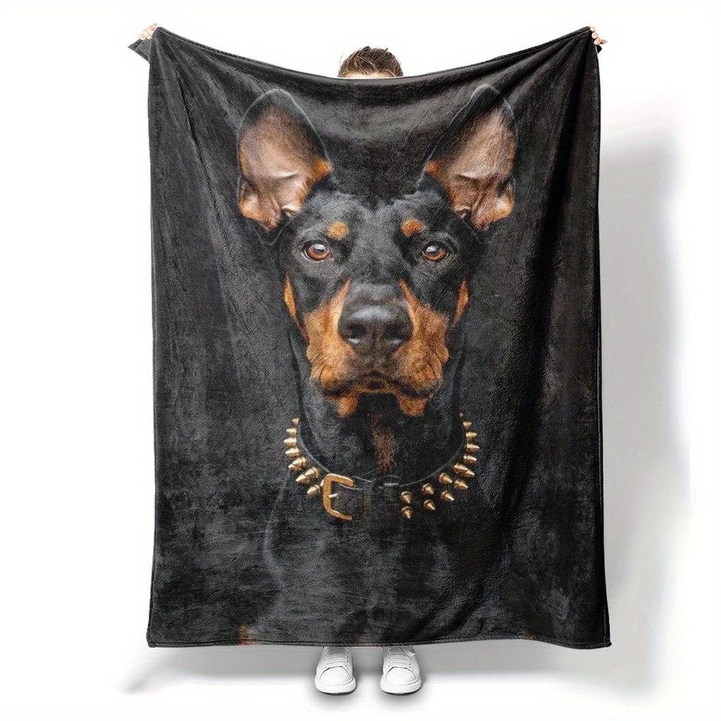 Dog Face Flannel Throw Blanket Realistic Print Soft Cozy Fleece for Home Office Sofa and Car All Season Pet Lover Gift