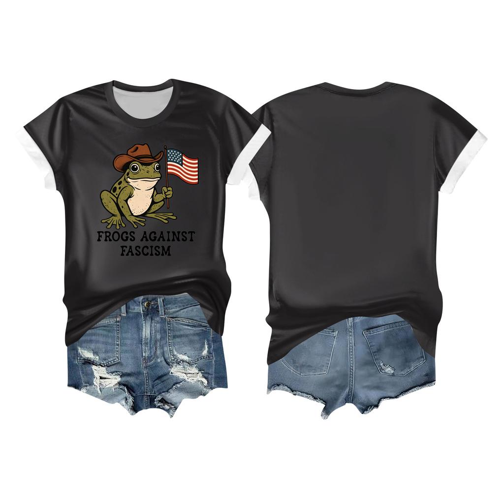 Women's Casual Printed T-shirt Round Neck Pullover Short-sleeved Top