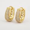 Nidin Light Luxury White Zircon Angular Hollow Round Hoop Earrings For Women Female Fashion Temperament Ear Jewelry Party Gifts