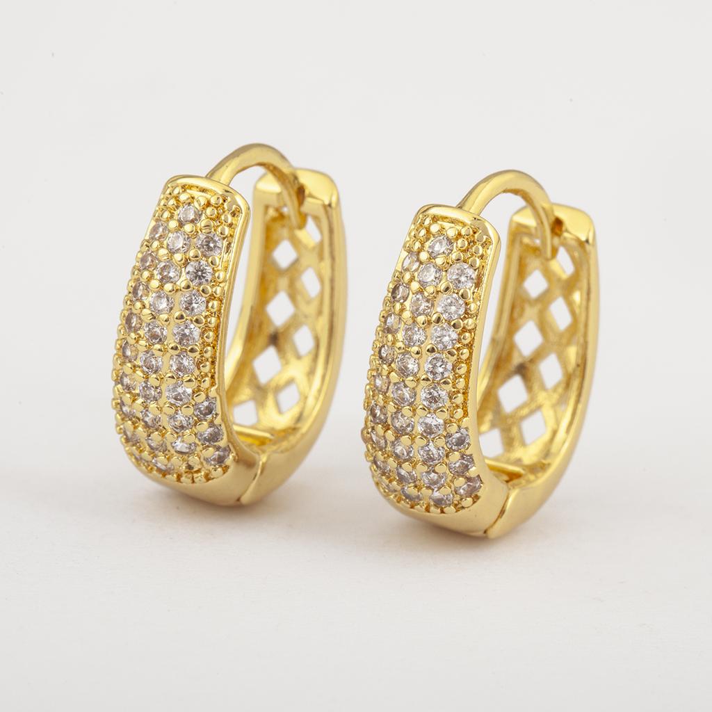 Nidin Light Luxury White Zircon Angular Hollow Round Hoop Earrings For Women Female Fashion Temperament Ear Jewelry Party Gifts