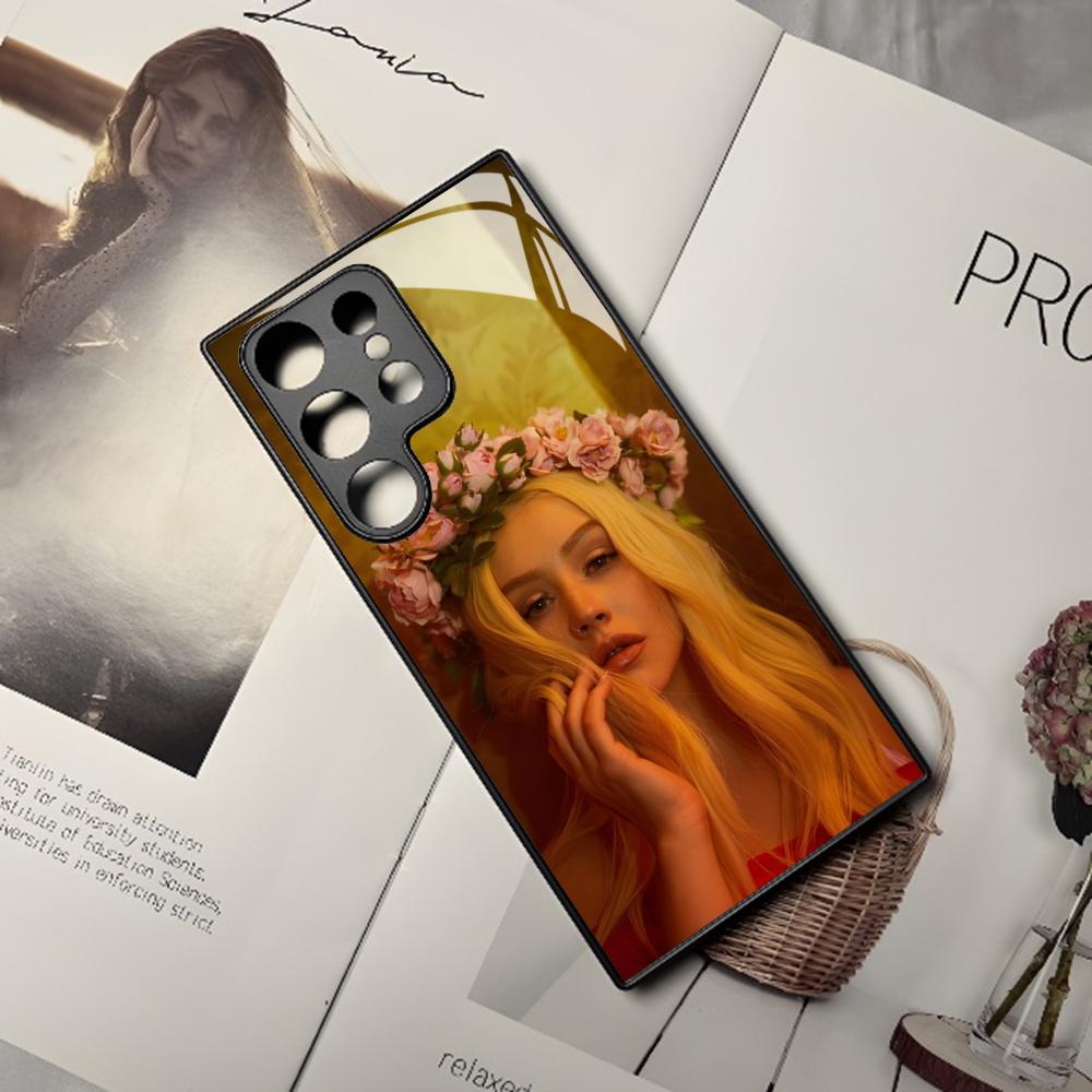 Christina Maria Aguilera Phone Case For Samsung Galaxy S26 S25 S24 S23 S22 S20 S21 Edge Ultra Plus Fe Colored Silver Cover