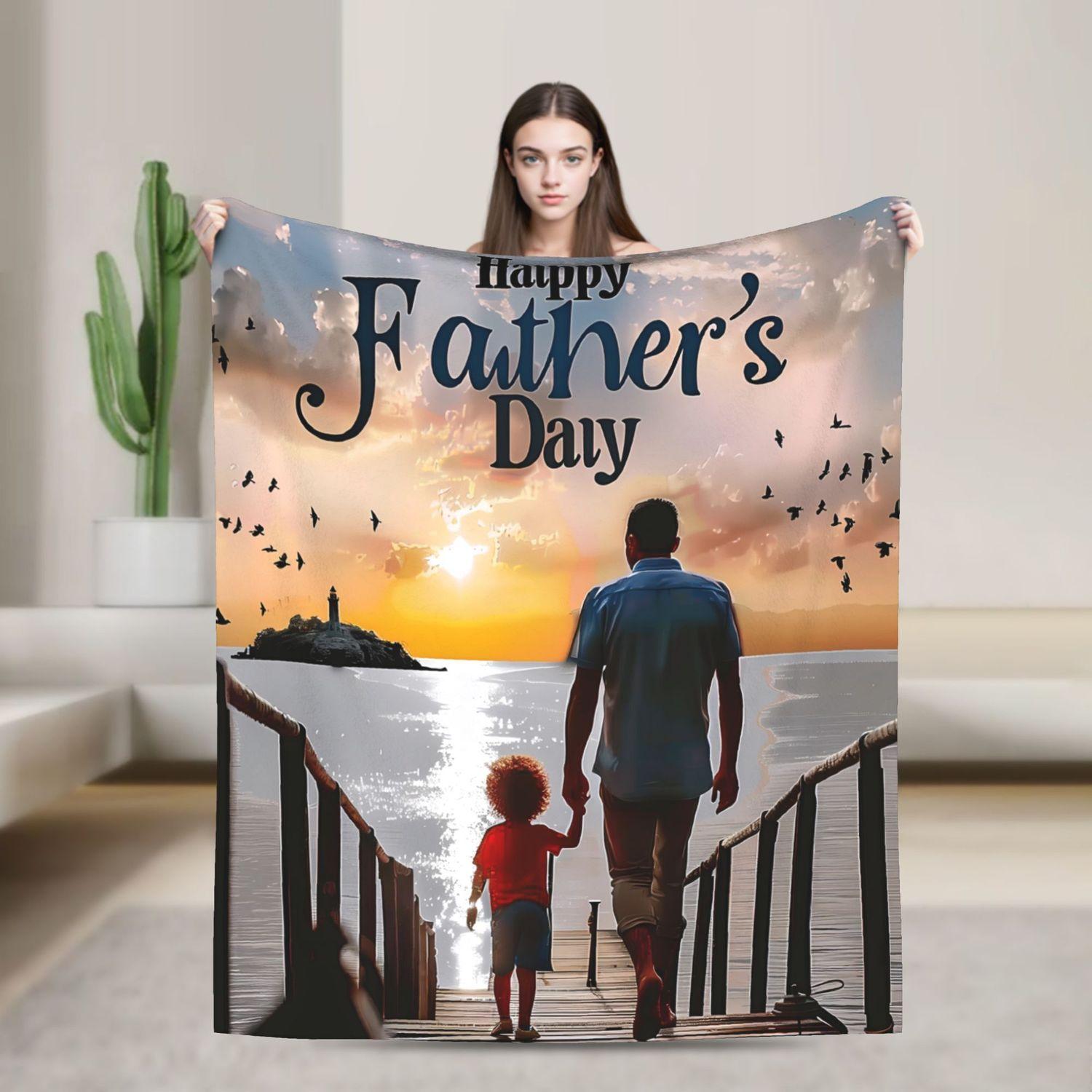 

280gsm Father s Day Blanket - Soft Cozy Gift for Dad Flannel Throw 70x100cm
