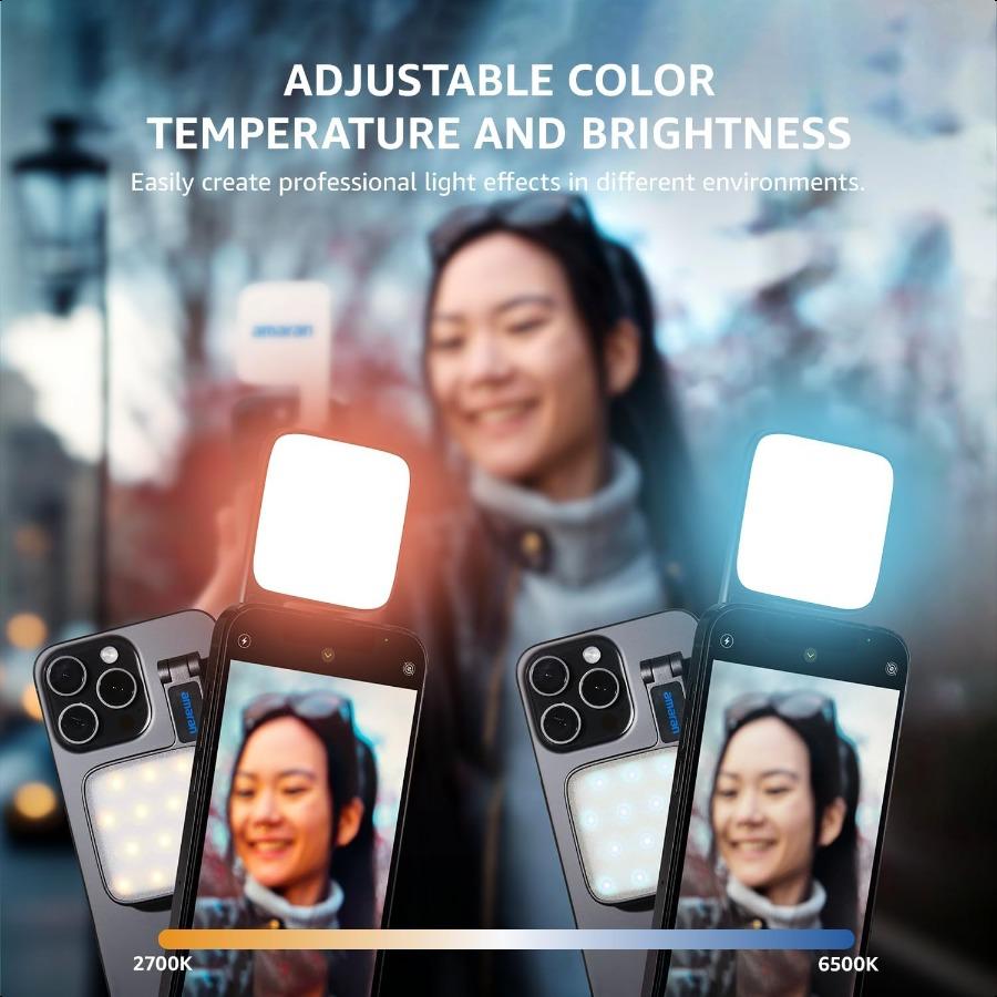 

Amaran Go Совместимый с MagSafe Мини-свет для телефона Портативный светодиодный свет для селфи, макияжа, видеоконференций, TikTok Белый United States