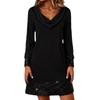 Women's Fashion Pile Collar Long Sleeve Patchwork Sequin Dress