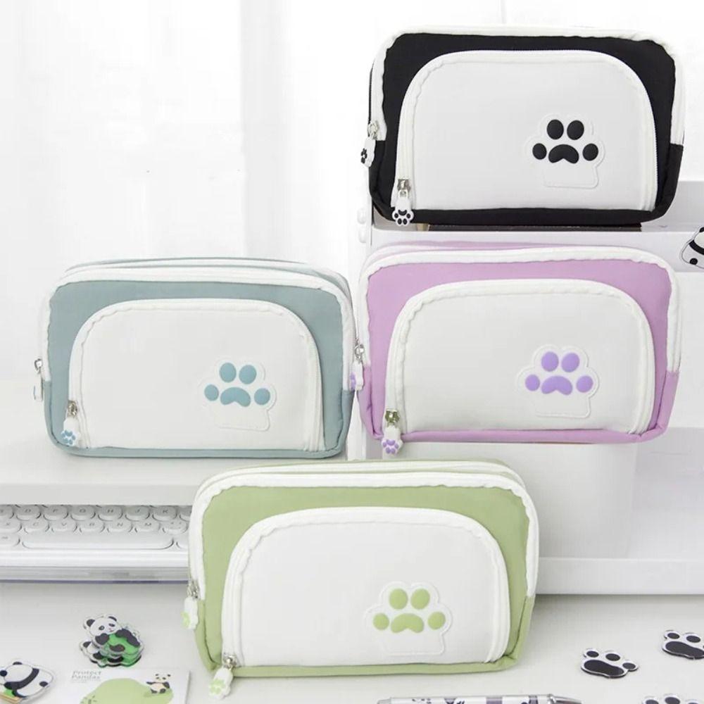 

Large Capacity Stationery Bag Solid Color Pen Bag Portable Pencil Case Student Gift