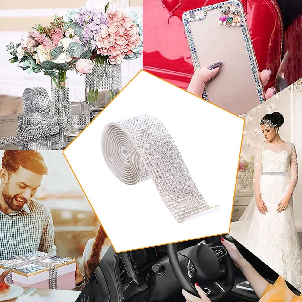 Rhinestone Diamond Sticker Self-Adhesive Crystal Ribbon Trim Tape Car Phone Decoration Arts Crafts Multifunctional Accessories