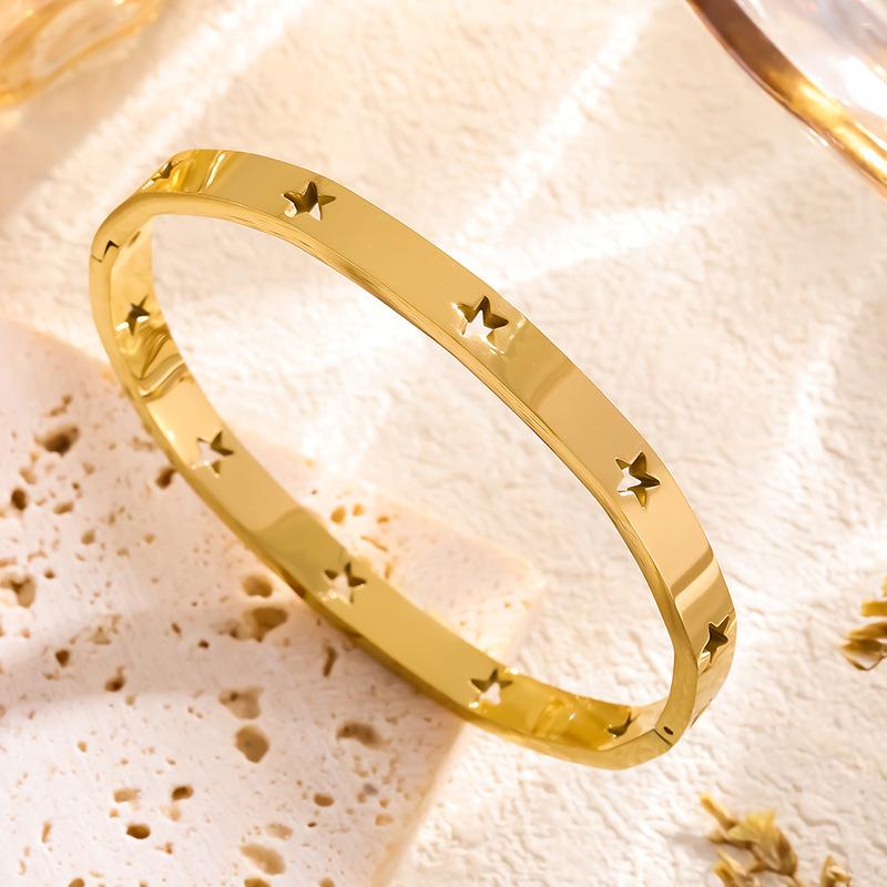 Stainless Steel Eight-Pointed Star Bracelet Women Men high quality 18K gold-plated Not fading Gift Bracelet