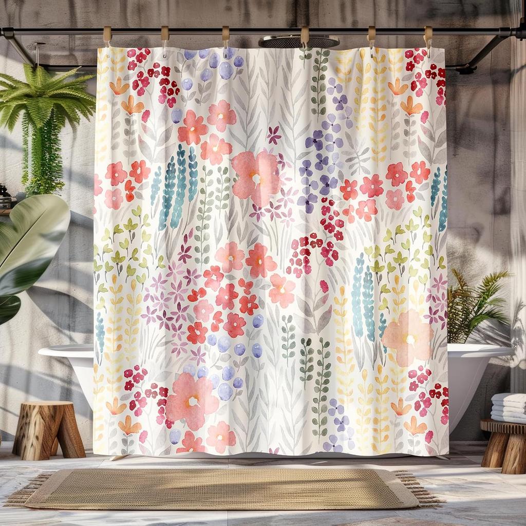 Peopleareok Nautical Coastal Shower Curtain, Funny Kids Sea Turtle Seashell Starfish Shower Curtain for Bathroom Decor, Polyeste