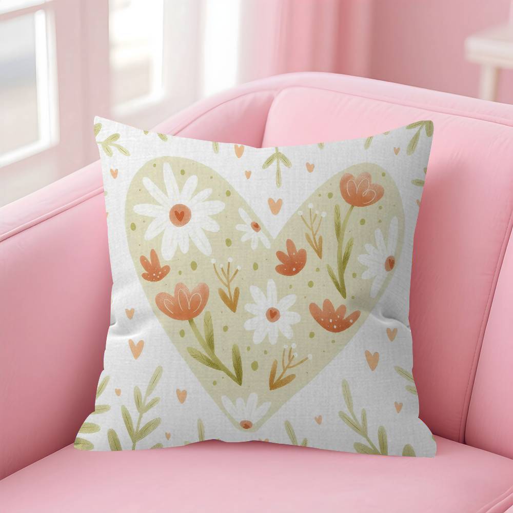 Anime Flower Love Double-Sided Printed Pillow Cover Short Plush Suitable Living Rooms Bedrooms Sofas Throw Cushion Cover