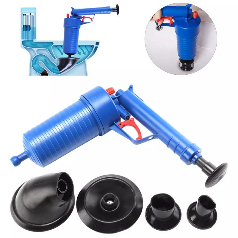 Powerful Blue Plastic Toilet Plunger Home Drain Cleaning Tool For Clogged Pipes