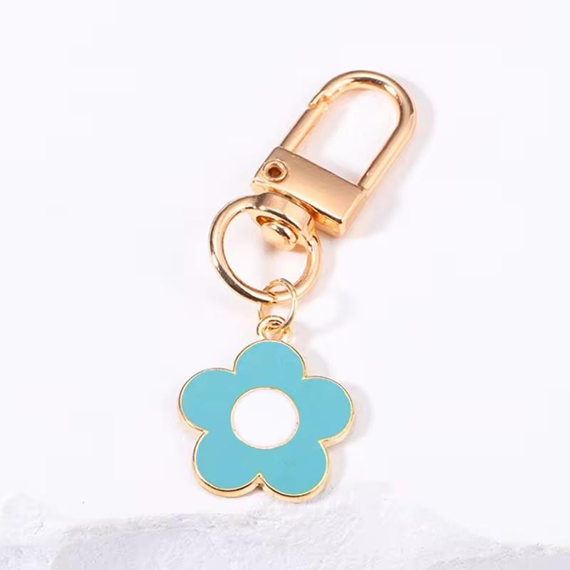 Lovely Sakura Flower Keychain Charm Enamel Pink White Black Women Bag Charms Key Ring Accessories
