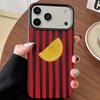 Red-striped Orange Soft Phone Case For IPhone 17 Air 13 Pro 13 12 11 14 15 16 17 Pro Max ShockProof Lichee Pattern Silicone Case