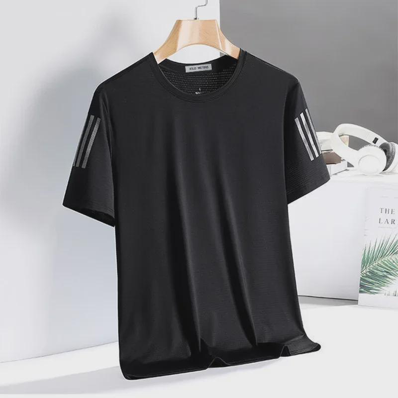 Men's Quick-Dry Summer Ice Silk Round-Neck Short-Sleeve Sports T-Shirt