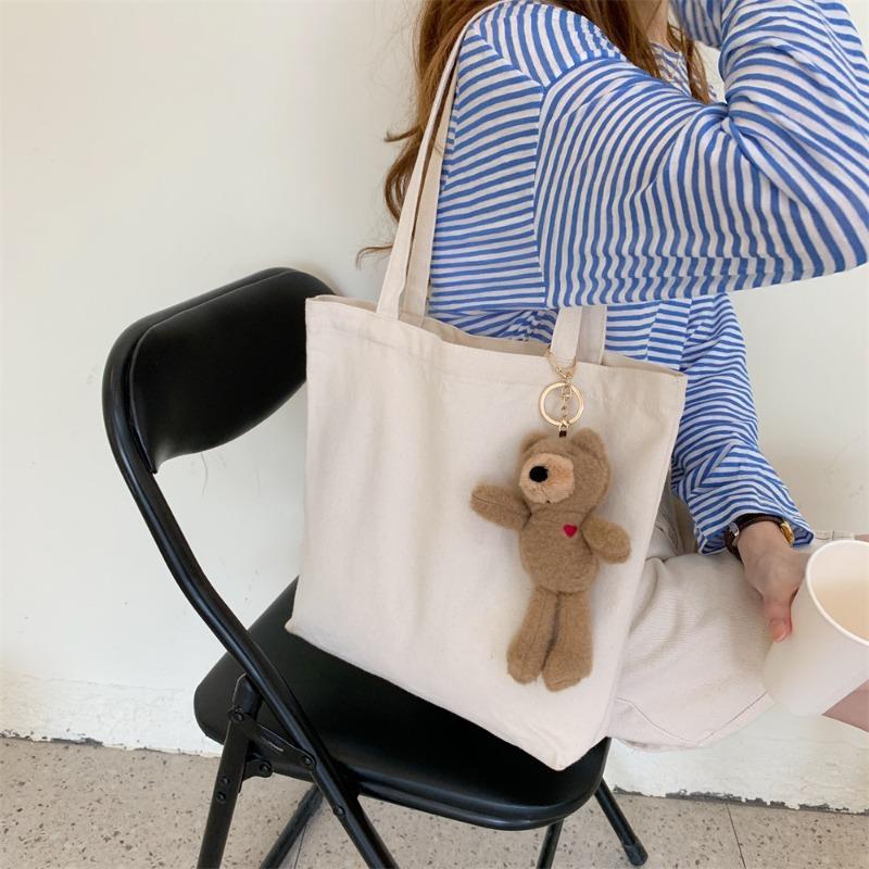 2 Large-capacity Literary and Retro Shoulder Bags, Solid Color Simple Hand-carried Shopping Bags, Students Class Canvas Bags