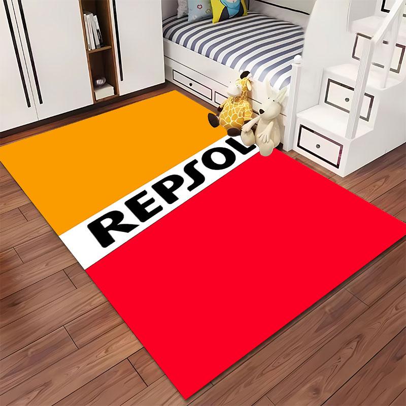 Repsol Logo Orange Red Carpet suitable as a non-slip mat for the living room or bedroom sofa