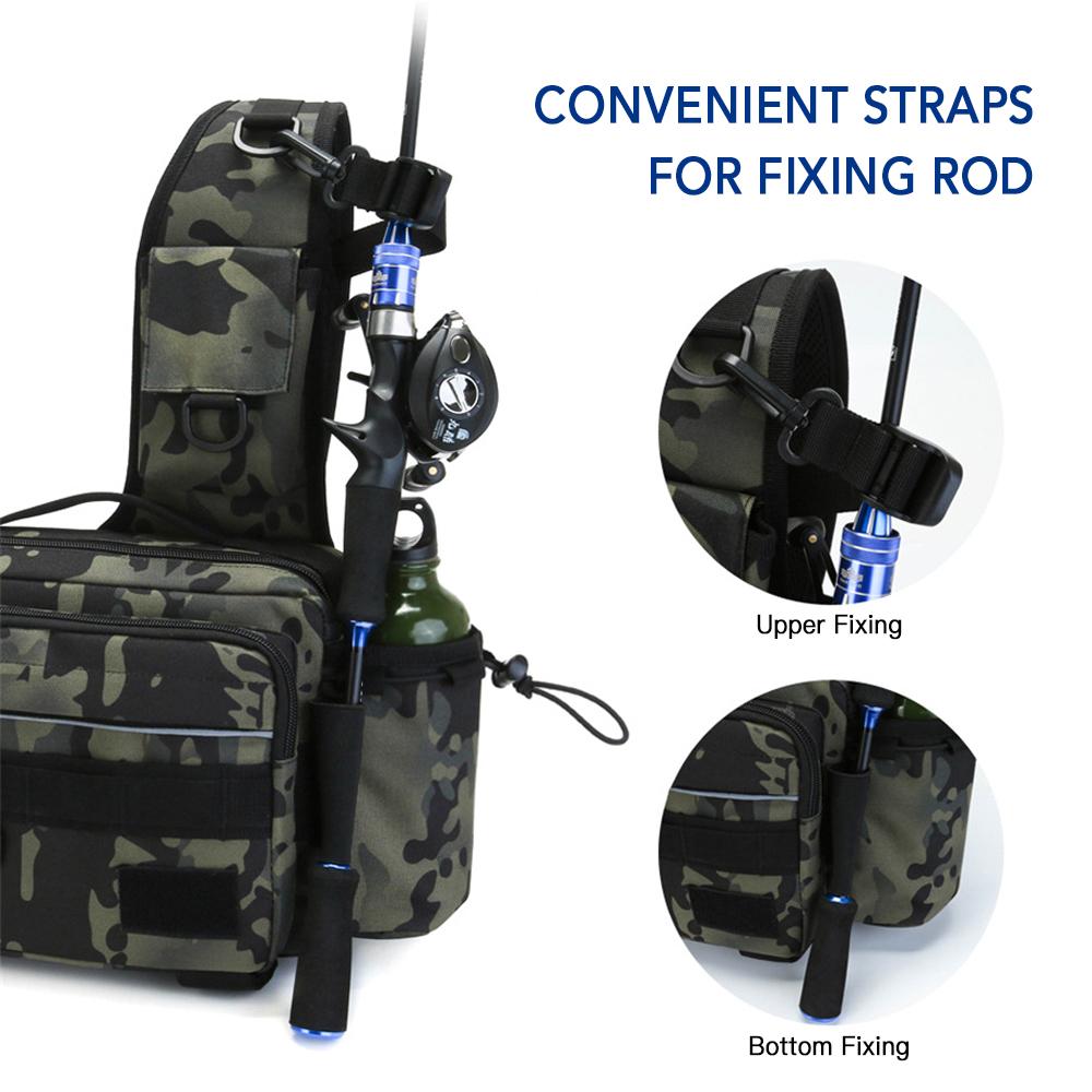 Multifunctional Fishing Tackle Bag Outdoor Water-resistant Fishing Sling Pack Waist Bag Reel Lure Storage   Bag