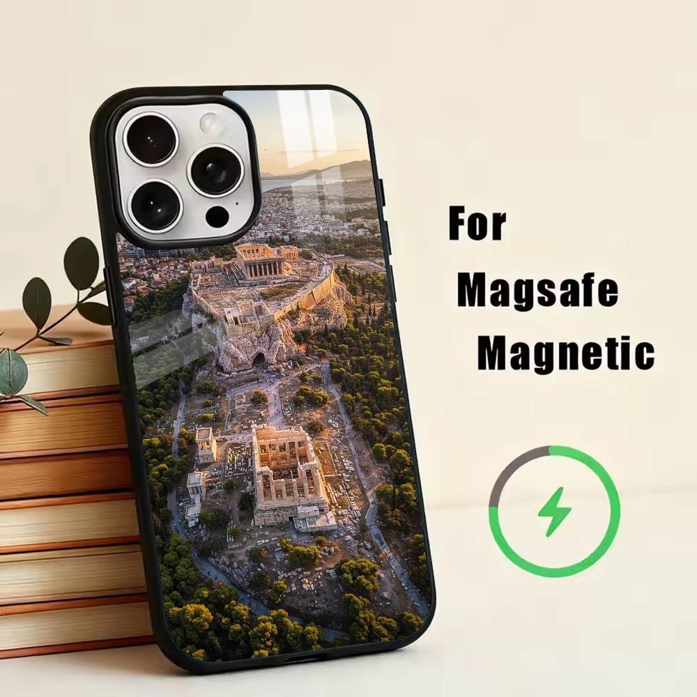 Acropolis of Athens Phone Case For iPhone17,16,15,14,13,12,11 Plus,Pro Magnetic with Magsafe Wireless Charging