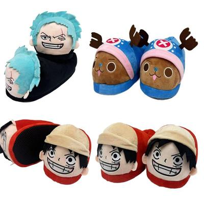 Cross-Border Chopper & Zoro Cotton Plush Slippers - One Piece Anime Couple Edition