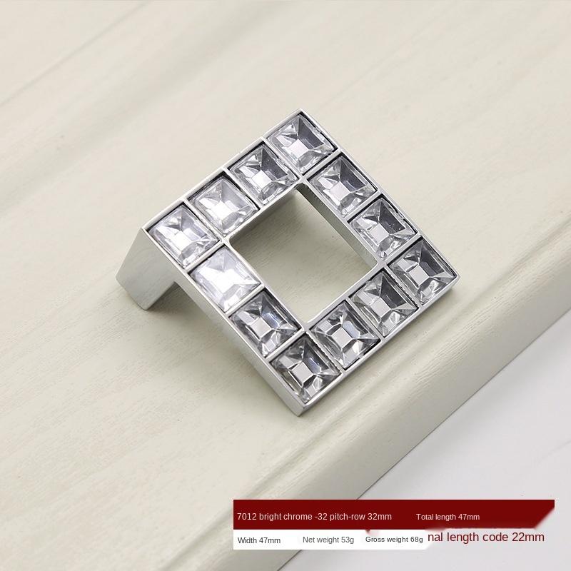 Modern Crystal Glass Knobs Cabinet Handles Silver Crystal Cupboard Pulls Drawer Knobs Kitchen Furniture Handle Hardware