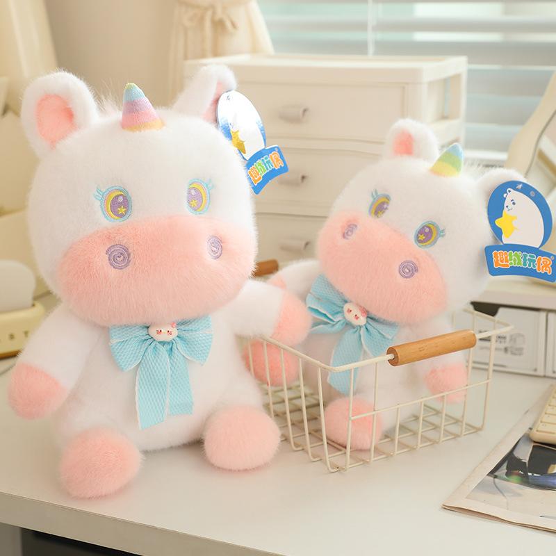 Cute Bow Tie Unicorn Plush Toy Girl Birthday Gift Calf Sleeping Pillow Claw Grabbing Machine