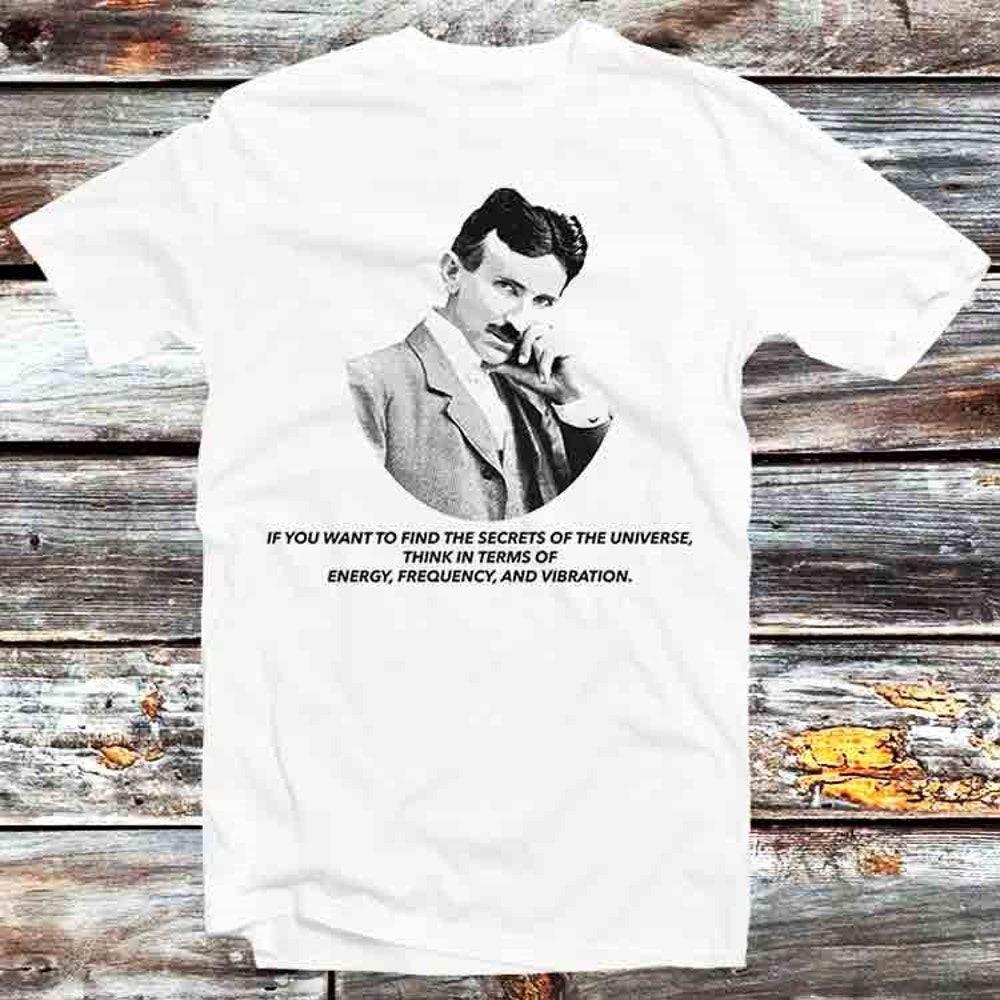 

Футболка из 100% хлопка 230GSM с изображением Николы Теслы, портрета, селфи, цитаты, Nerd Genious Meme, футболка в винтажном ретро-стиле, крутой подарок для мужчин и женщин, унисекс, мультяшный аниме-топ XS белый