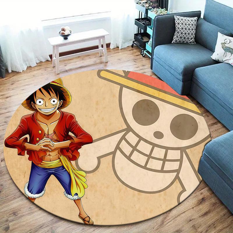 One Piece Monkey D Luffy Round Area Rug Carpet Rug For Living Room Bedroom Sofa Playroom Decor Nonslip Floor Mat