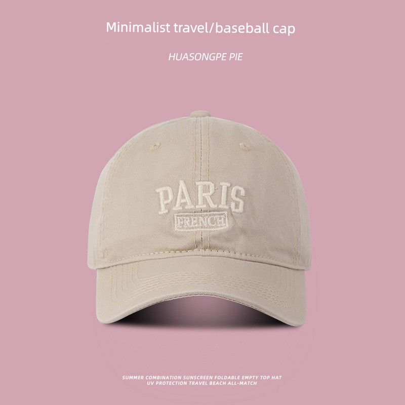 

Rose Pink Baseball Cap Female New Arrival Letters Show Face Little Wild Sports Cap K-style Fashion Sun-Proof Peaked Cap Men s Fashion C2416 Embroider PAR baseball cap khakis M(56-58cm)