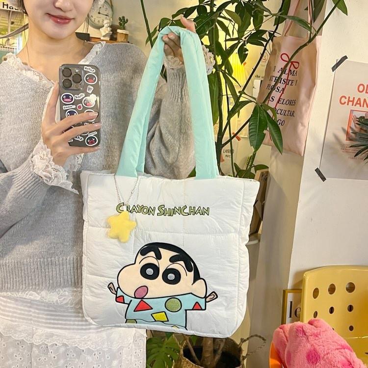 Crayon Shinchan Nylon-Tragetasche mit Buchstaben-Design für den täglichen Gebrauch
