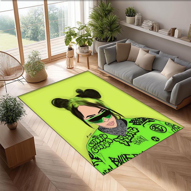 Soft Crystal Velvet Floor Rug,Billie Eilish Anti Slip Decorative Carpet, Plush Area Mat For Indoor Home Decoration