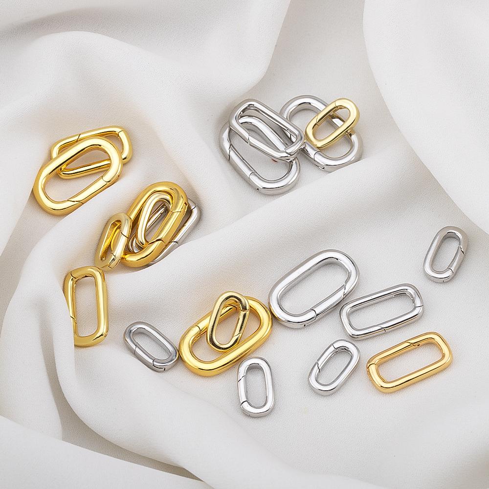 2pcs 18K Gold Filled Oval Carabiner Necklace Clasps Closures Pearl Enhancer Connector Brass DIY Jewelry Necklace Bracelet Making