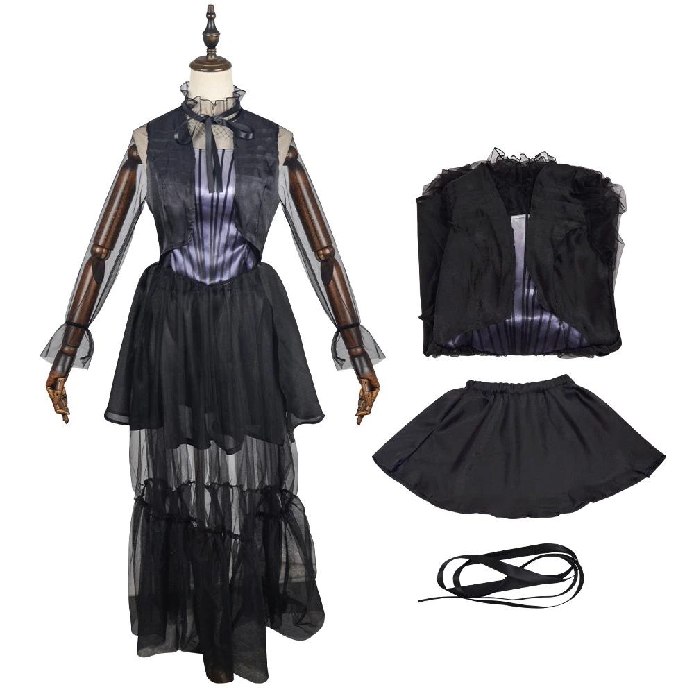 Wednesday Addams Black Gothic Dress Cosplay Costume for Halloween & Stage Performance 2XL чёрный