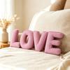 Pink Letter Corduroy Pillow Soft Cute L-shaped Cushion Sofa Bedroom Living Room Decorative Pillow