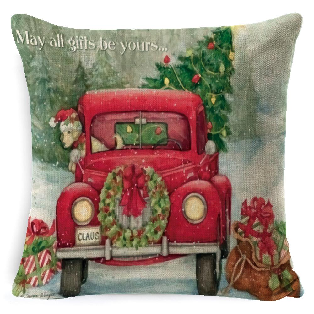 Christmas Linen Pillow Case Home Nap Lumbar Cushion Pillow Sofa Bedside Cushion Pillow Case