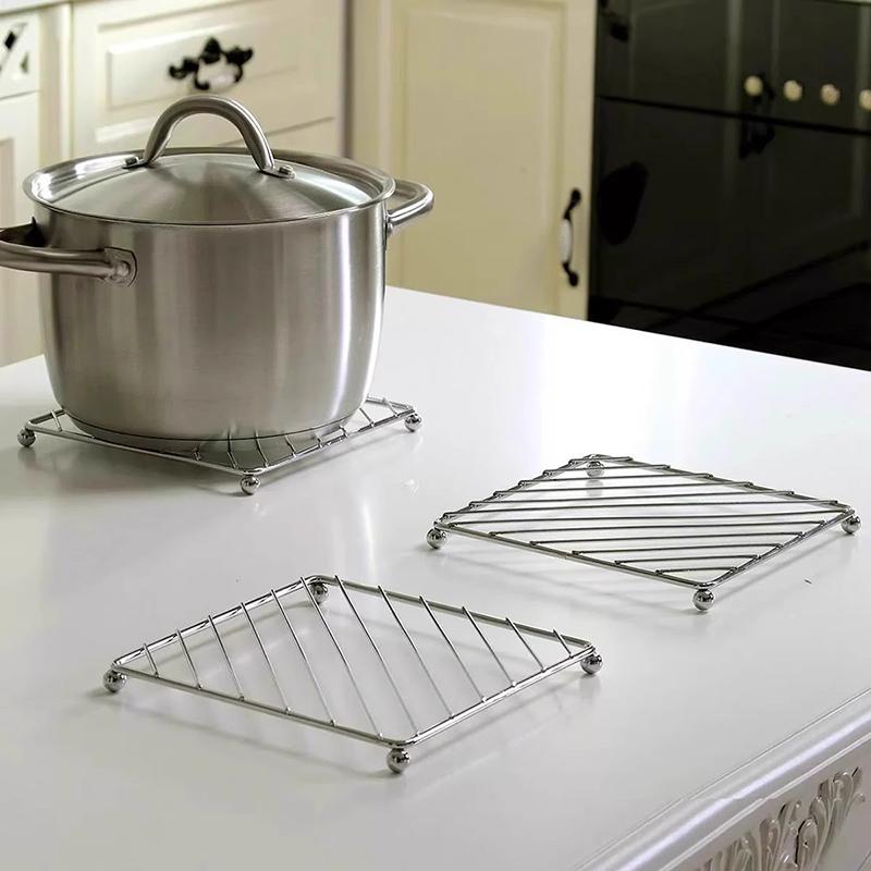 Square Metal Pot Mat Coasters Heat Insulation Pad For Bowl Dish Casserole Hot Pot Table Cookware Holder Placemat Kitchen Tools&