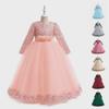 2024 Girls' Sequin Long Sleeve Evening Dress for Catwalk and Events