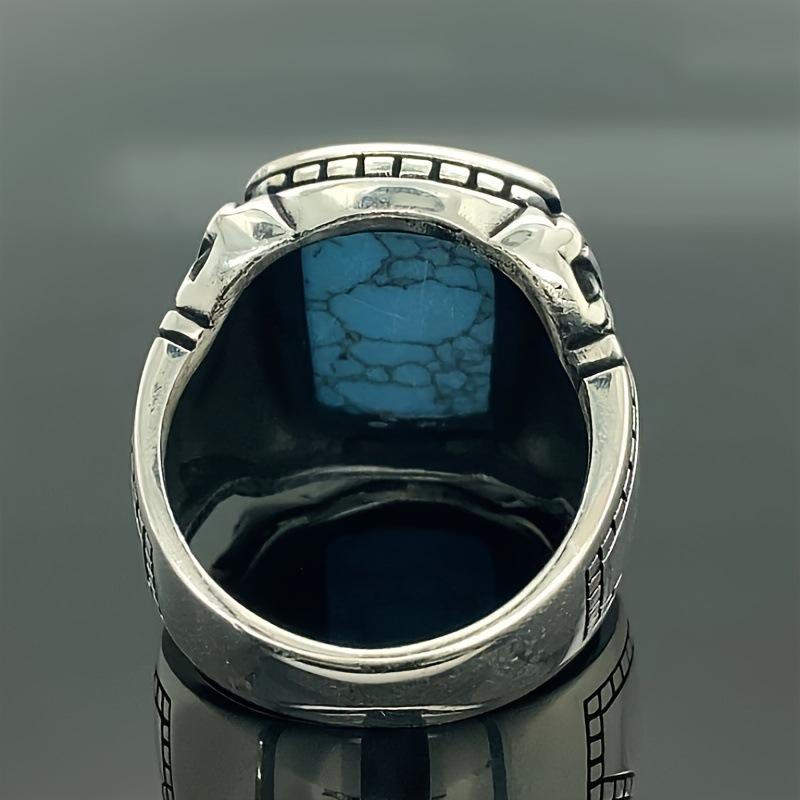 Men's Retro Turquoise Ring, Personalized Hipster Wear Accessories