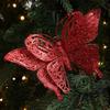 Glitter Butterfly Christmas Flower Simulated Exquisite Artificial Butterfly Clip Sequins Flocking Butterfly Pendants
