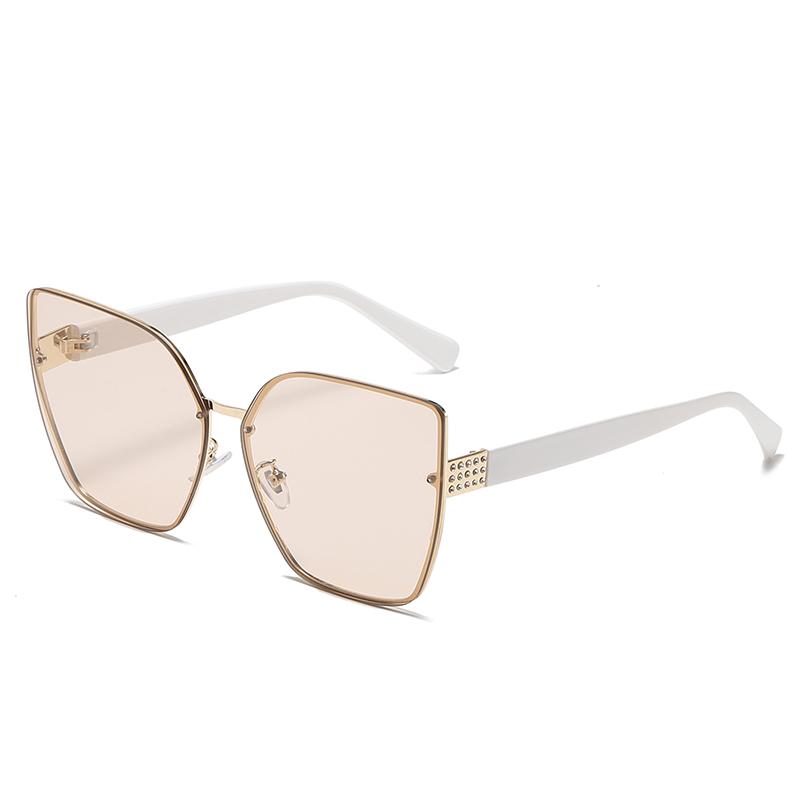 Protective Glasses Large Frame Cat Eye Sunglasses Rimless Gradient Lens Uv400 Shades Brand Design Traveling Sun Glasses Uv400