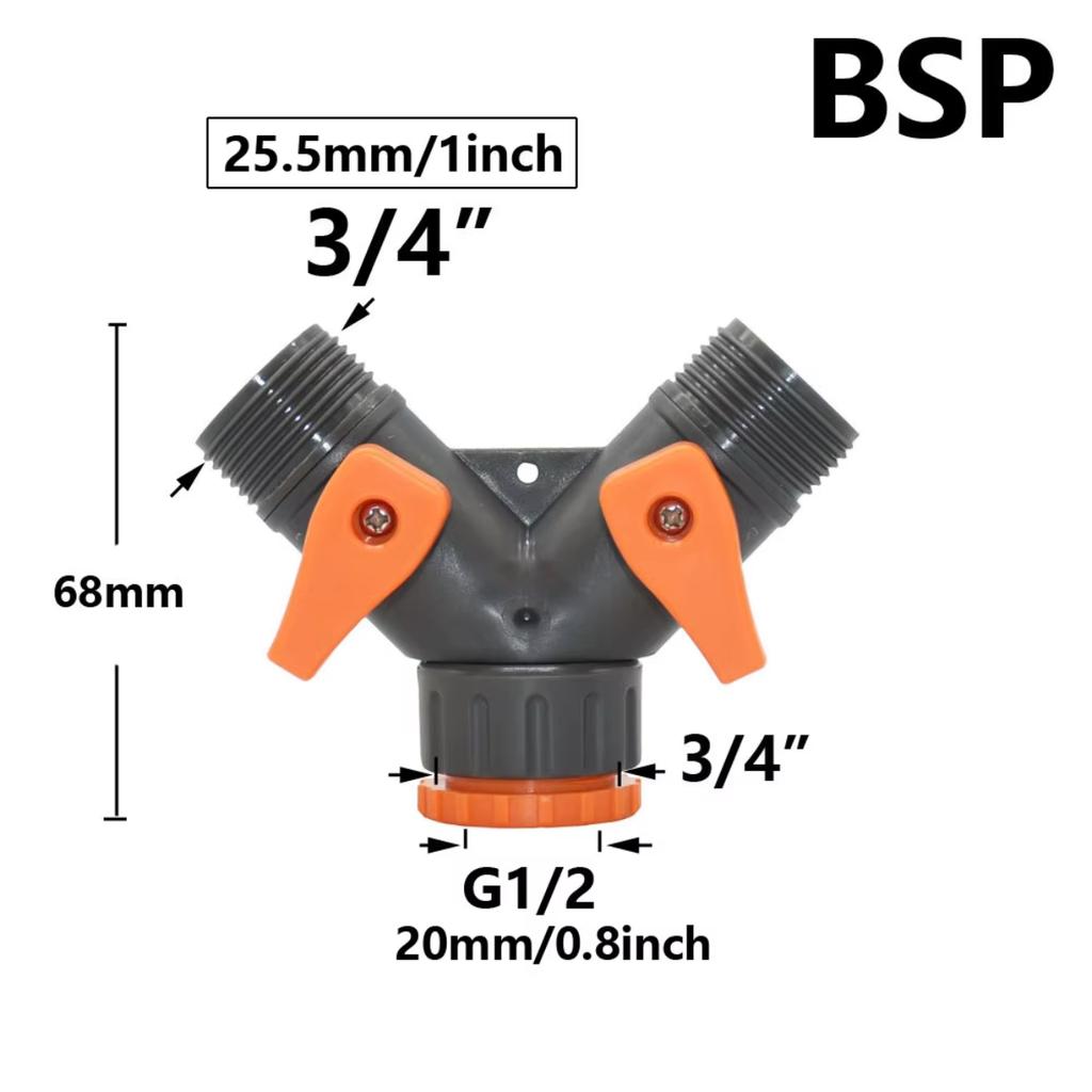 2/4cestný zahradní kohoutek, vsuvka hadice, rozdělovač vody, samice, 1/2 3/4 závit, Y zavlažovací ventil, rychlospojka pro zahradní hadici