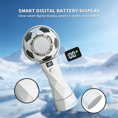 Ventilador de Fútbol Portátil Ventilador Pequeño de Mano 6 Velocidades de Viento Pantalla LED Carga USB Ligero Ventilador de Viaje Ventilador Personal Silencioso
