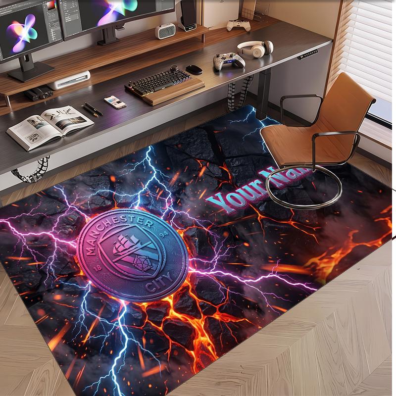 Personalized Crystal Velvet Carpet Manchester City Pattern Non Slip Floor Rug
