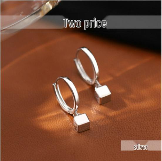 925 Sterling Silver Geometric Square Ear Cuffs - Cold Style 2021